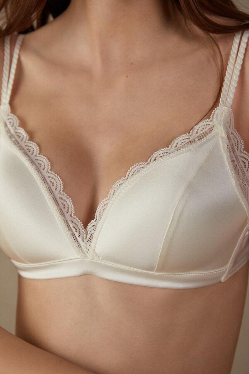 Intimissimi Tiziana Silk and Blonder Triangle BH Dame Hvide | DK4613EX