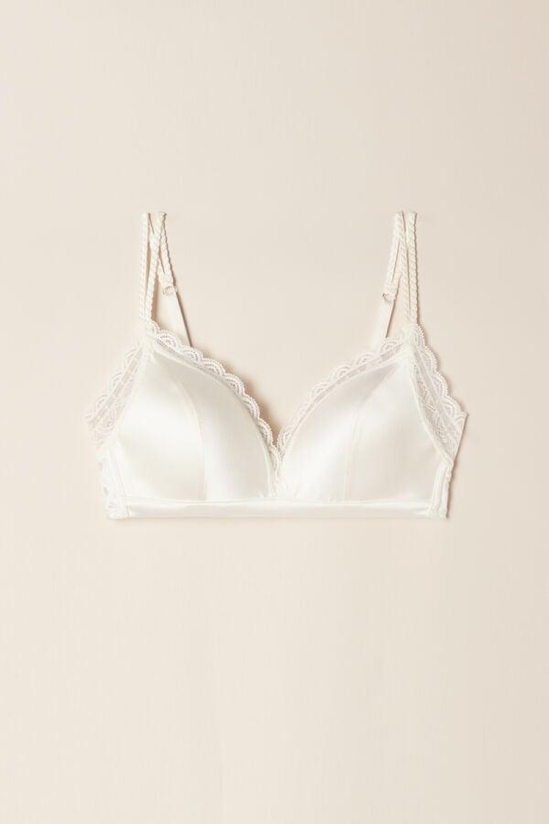 Intimissimi Tiziana Silk and Blonder Triangle BH Dame Hvide | DK4613EX