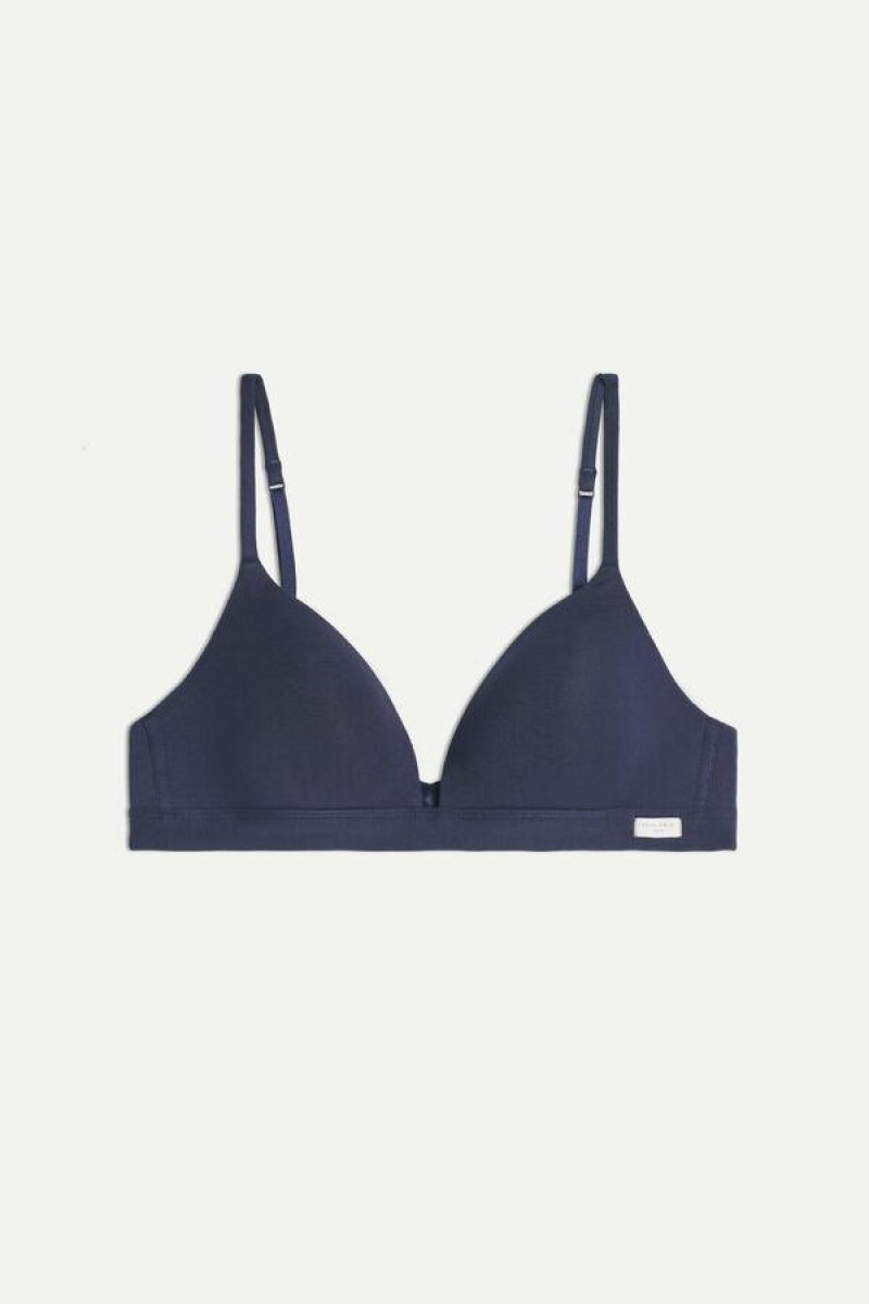 Intimissimi Tiziana Triangle in Bomulds BH Dame Blå | DK4631PQ