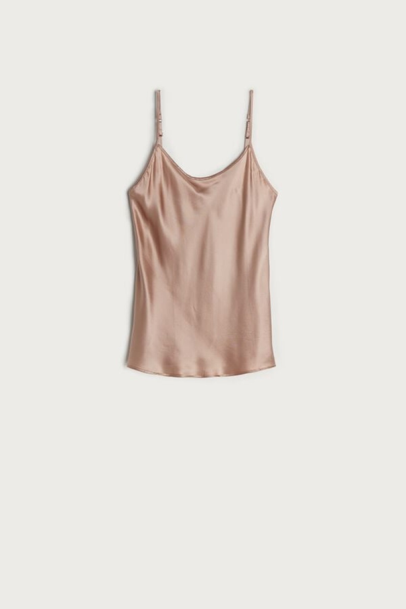 Intimissimi Top in Silk Satin Tank Top Dame Lyserød | DK4363AP