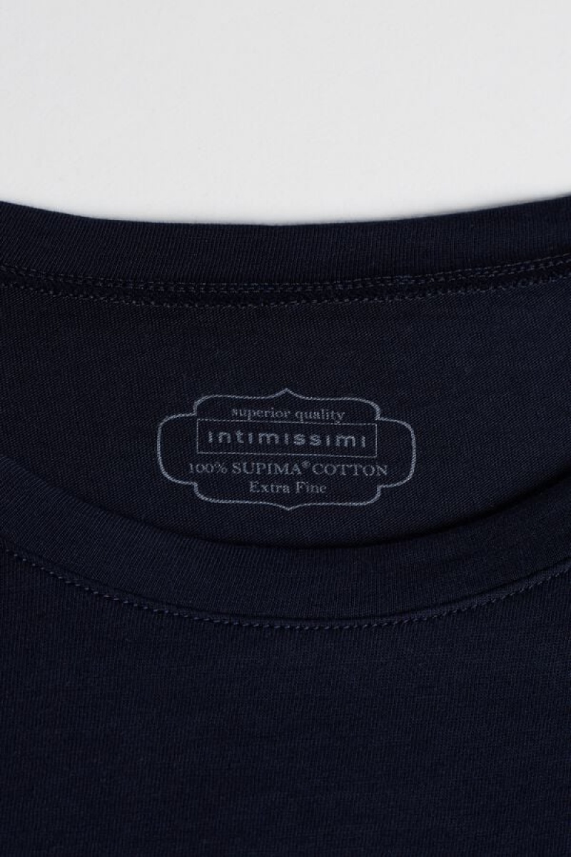 Intimissimi T-shirt in Ultrafresh Supima® Bomulds Short Sleeve Dame Blå | DK4212DN