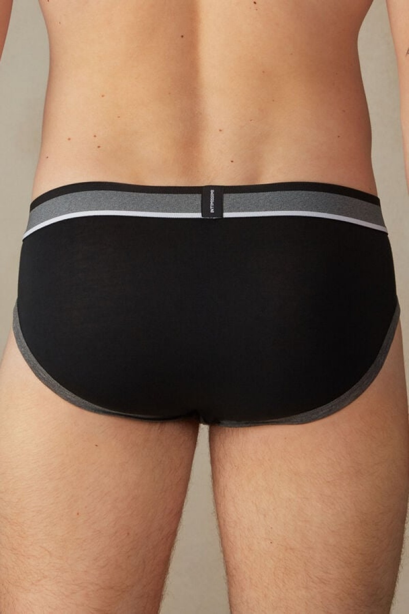 Intimissimi Two-Tone Stretch Supima® Bomulds Trusser Herre Dyb Grå Sort | DK3369BC