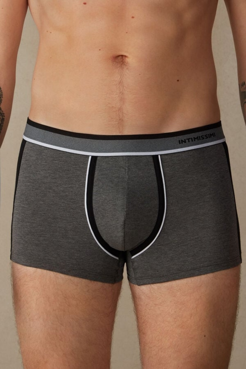 Intimissimi Two-tone in Stretch Supima® Bomulds Boxer Herre Dyb Grå Sort | DK3475GL