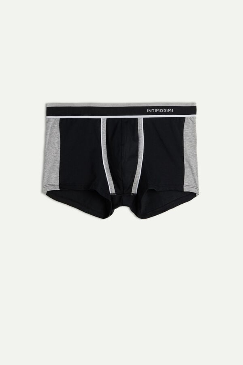 Intimissimi Two-tone in Stretch Supima® Bomulds Boxer Herre Sort Lysegrå | DK3474HK