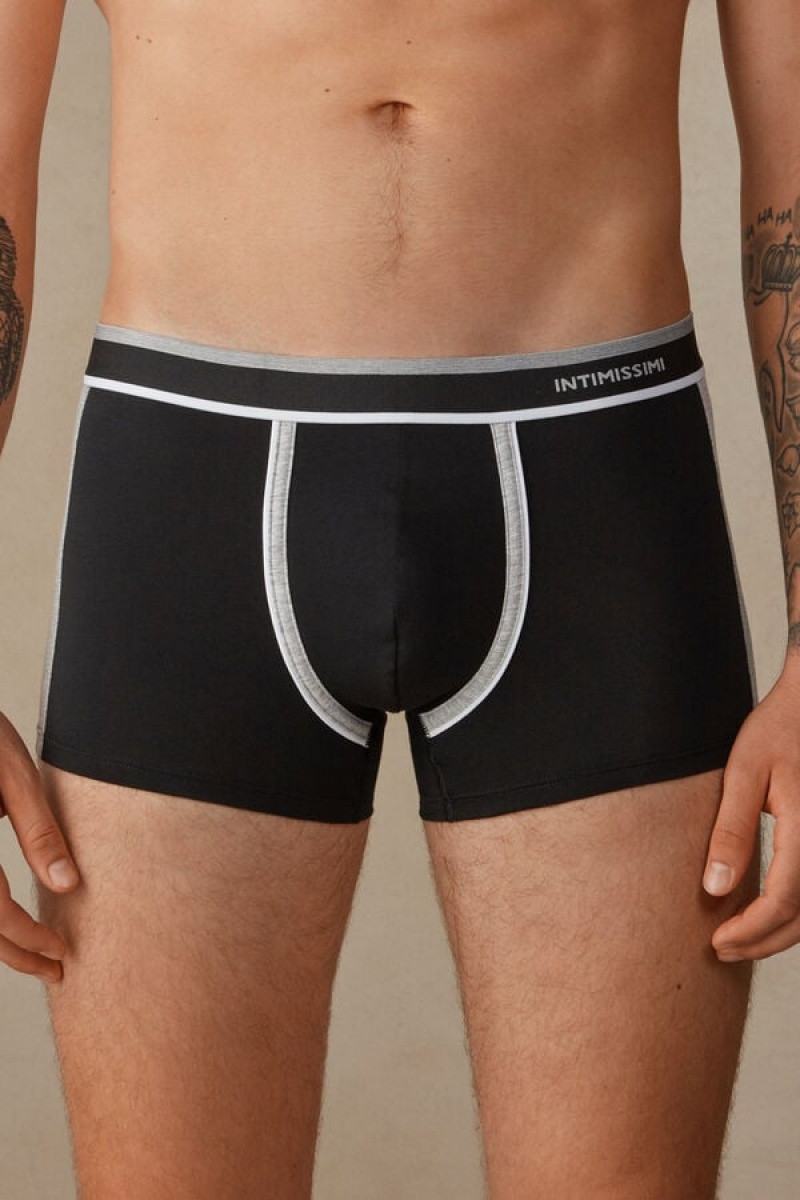 Intimissimi Two-tone in Stretch Supima® Bomulds Boxer Herre Sort Lysegrå | DK3474HK