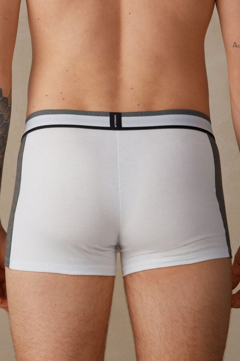 Intimissimi Two-tone in Stretch Supima® Bomulds Boxer Herre Hvide Dyb Grå | DK3470WY