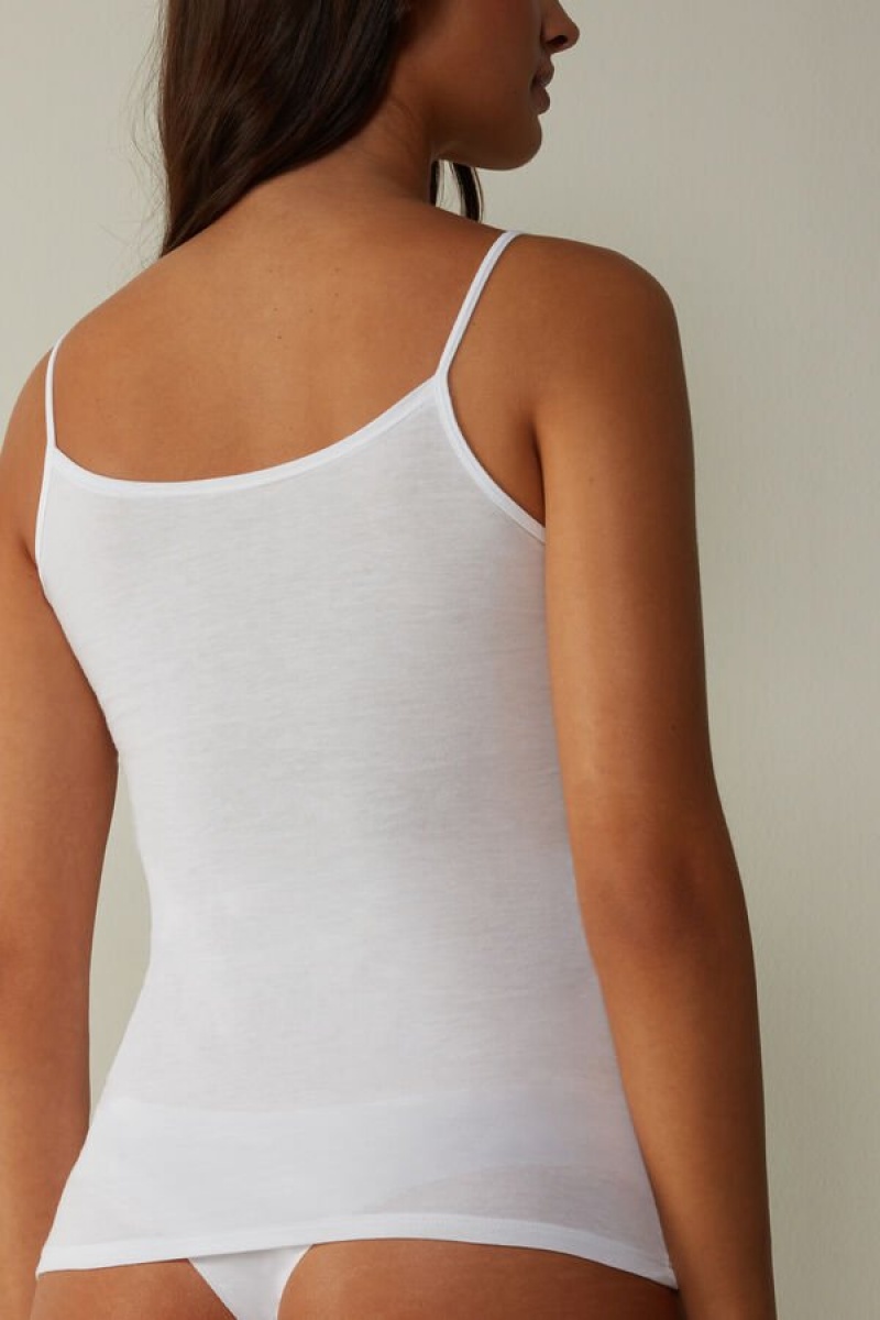 Intimissimi Ultrafresh Supima® Bomulds Vest Tank Top Dame Hvide | DK4375YU