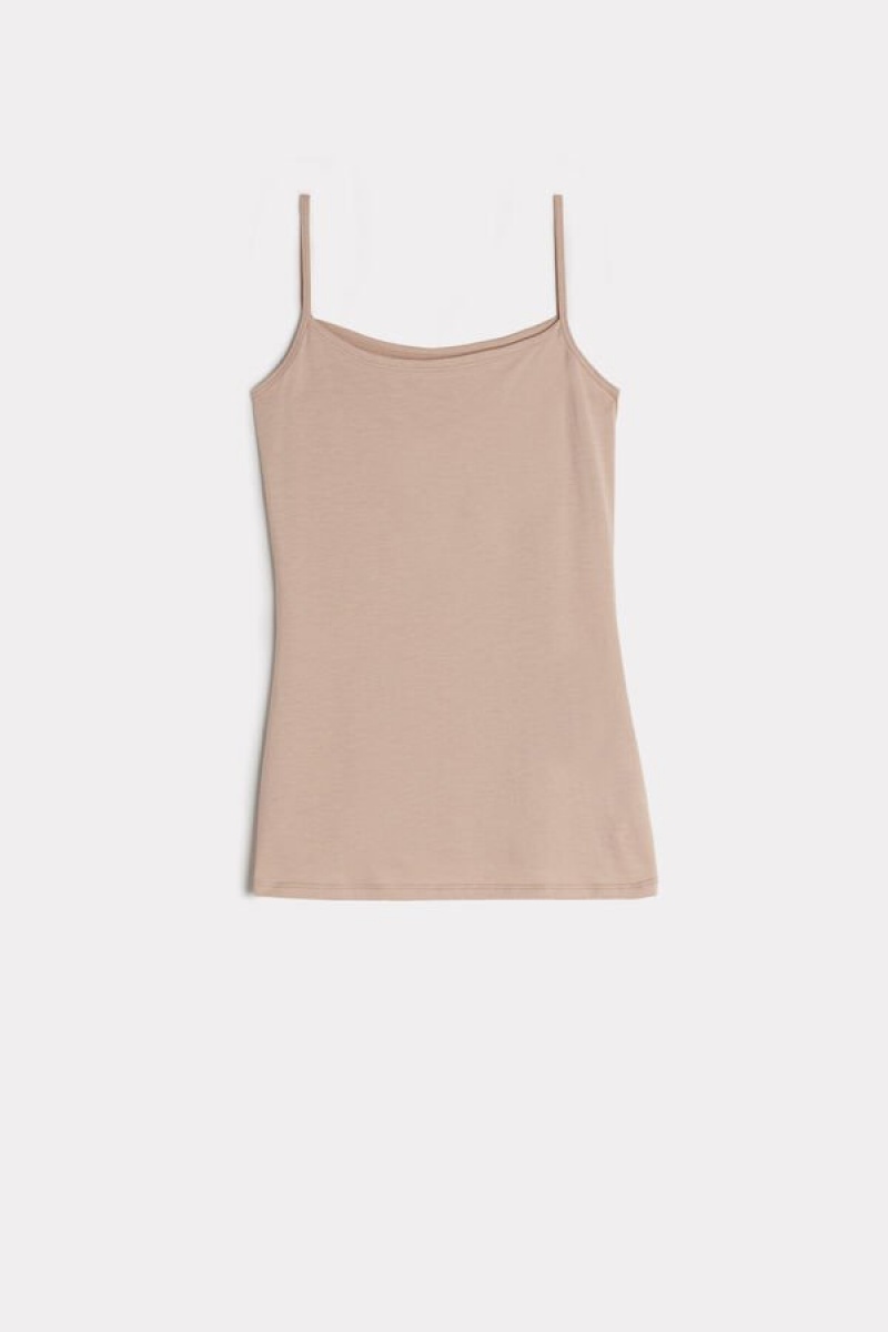 Intimissimi Ultrafresh Supima® Bomulds Vest Tank Top Dame Beige | DK4371PQ