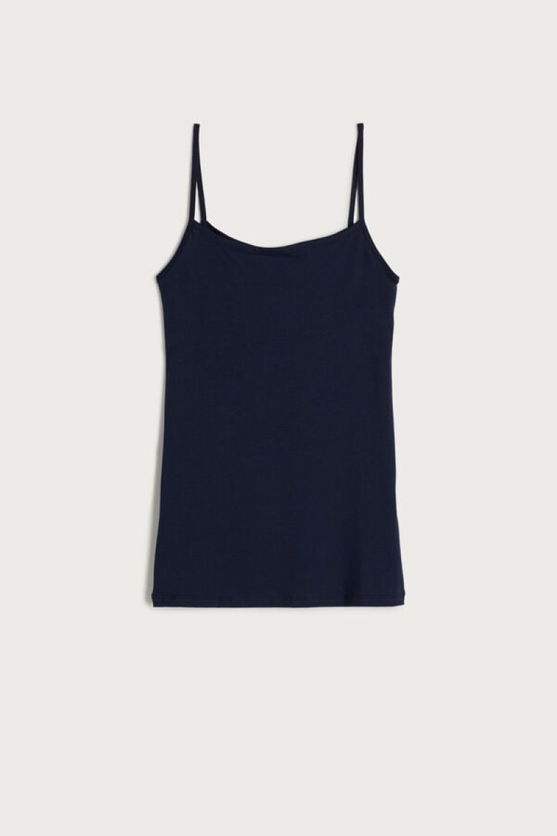 Intimissimi Ultrafresh Supima® Bomulds Vest Tank Top Dame Blå | DK4366GL