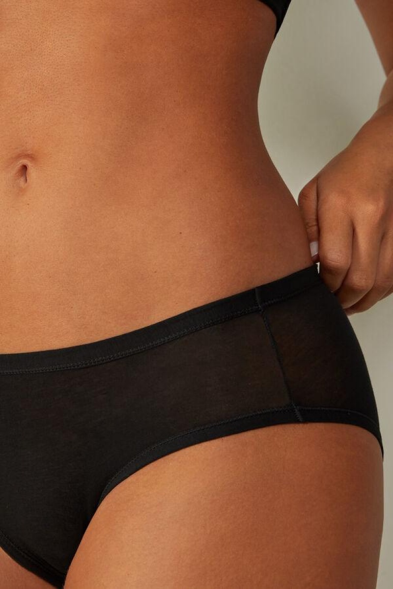 Intimissimi Ultralight Supima® Bomulds Briefs Trusser Dame Sort | DK3603BC