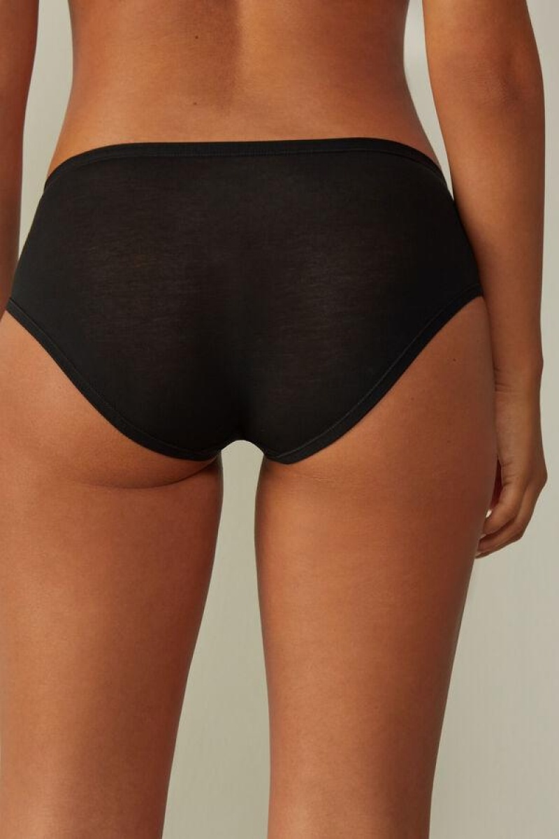 Intimissimi Ultralight Supima® Bomulds Briefs Trusser Dame Sort | DK3603BC