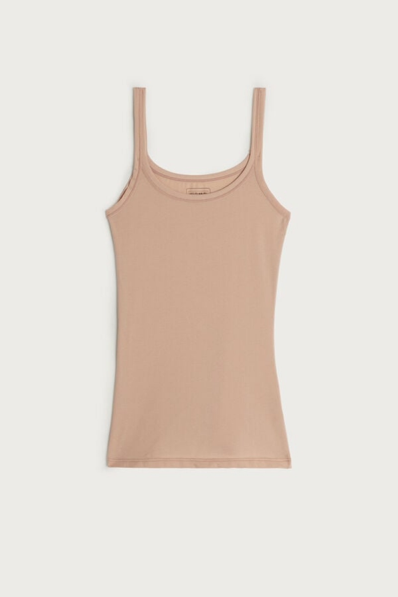 Intimissimi Ultralight Supima® Bomulds Tank Top Dame Beige | DK4358HK