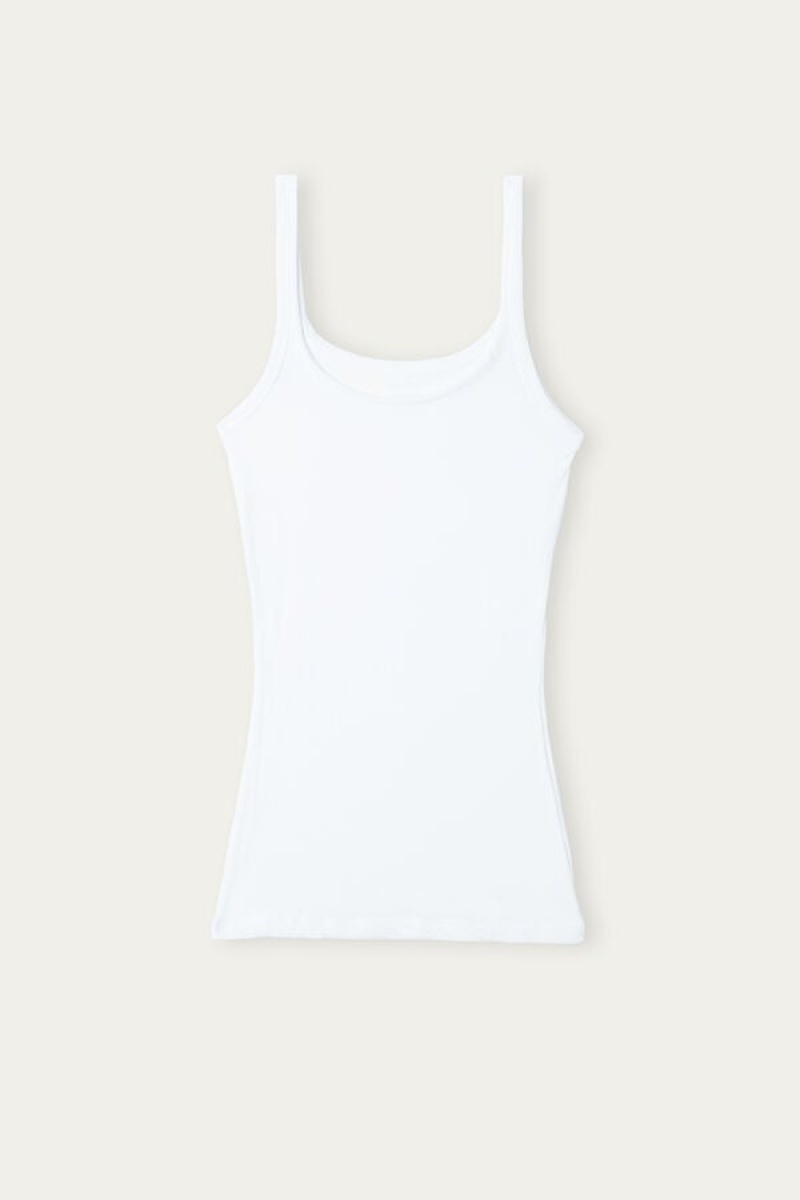 Intimissimi Ultralight Supima® Bomulds Tank Top Dame Hvide | DK4347OR