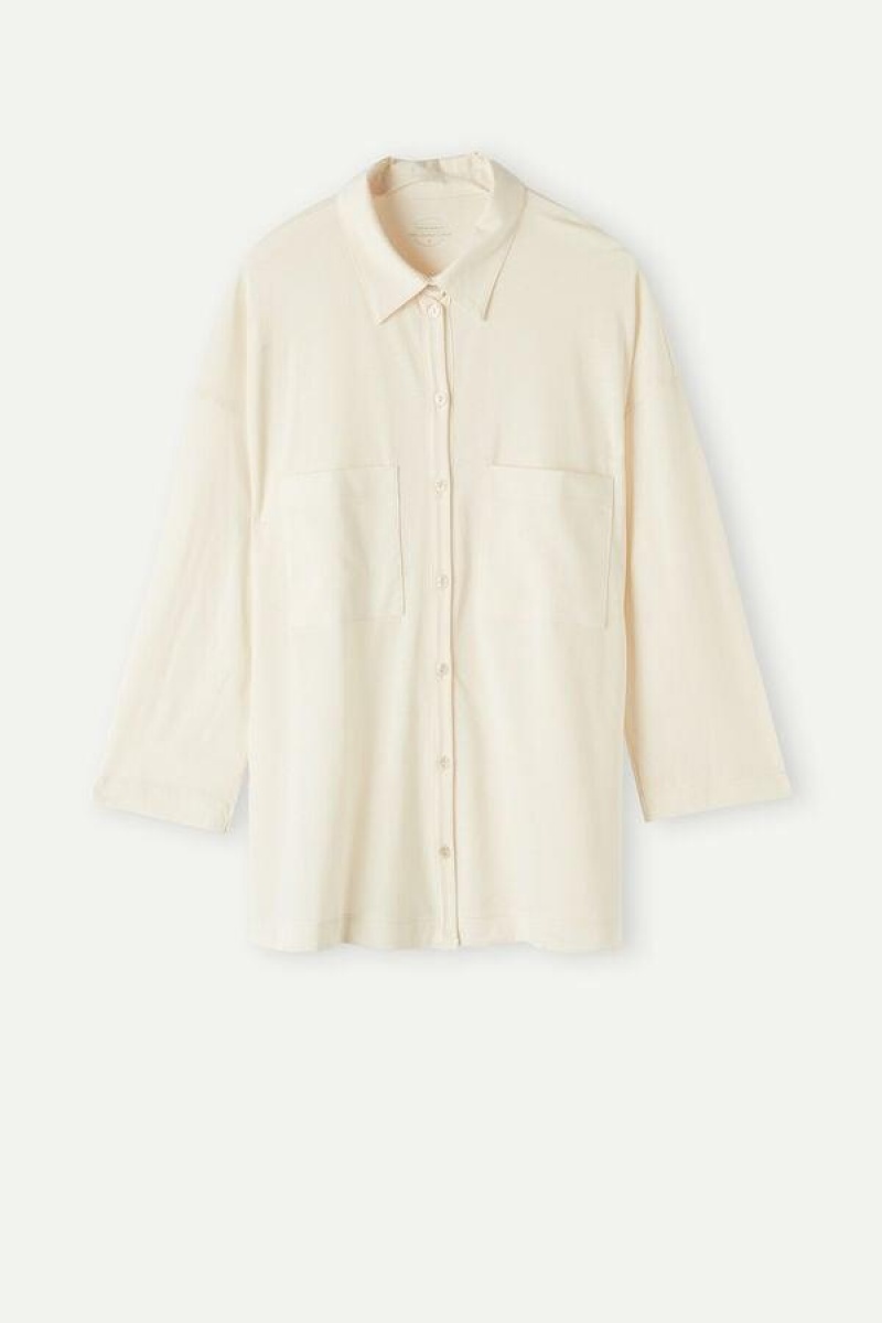 Intimissimi Urban Nomad Bomulds Shirt Pyjamas Dame Lysebeige | DK3889NB