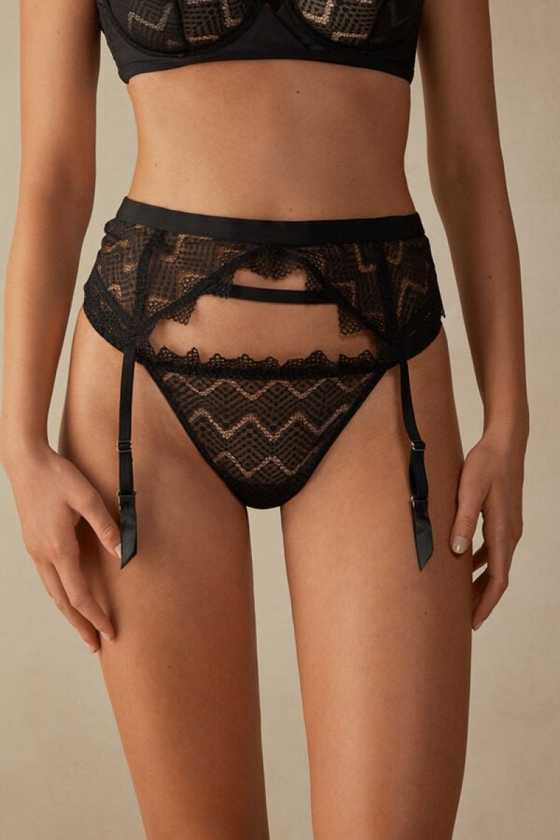 Intimissimi Urban Nomad Garter Belt Lingeri Dame Sort | DK4161SO