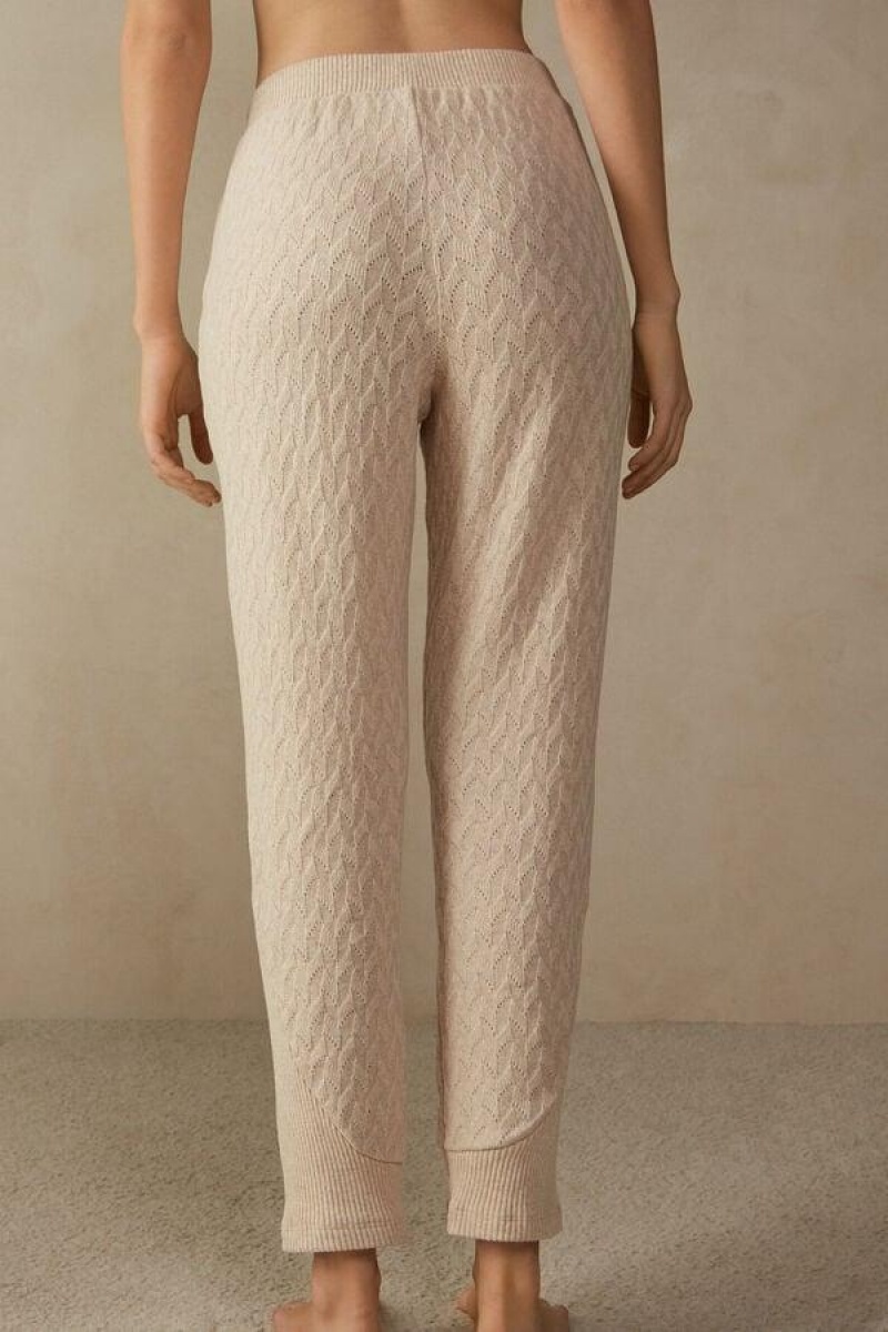 Intimissimi Vinter Braid Full Length Cuffed Pants Pyjamas Dame Beige | DK3992MA