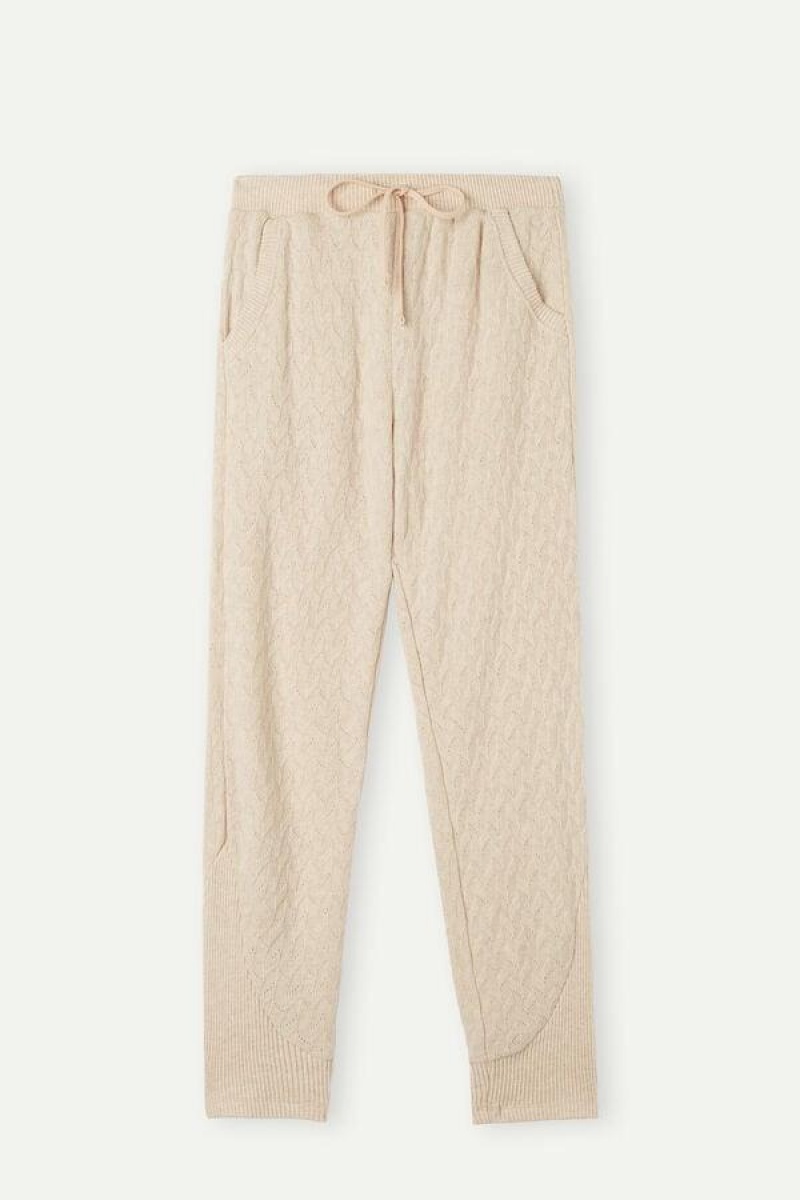 Intimissimi Vinter Braid Full Length Cuffed Pants Pyjamas Dame Beige | DK3992MA