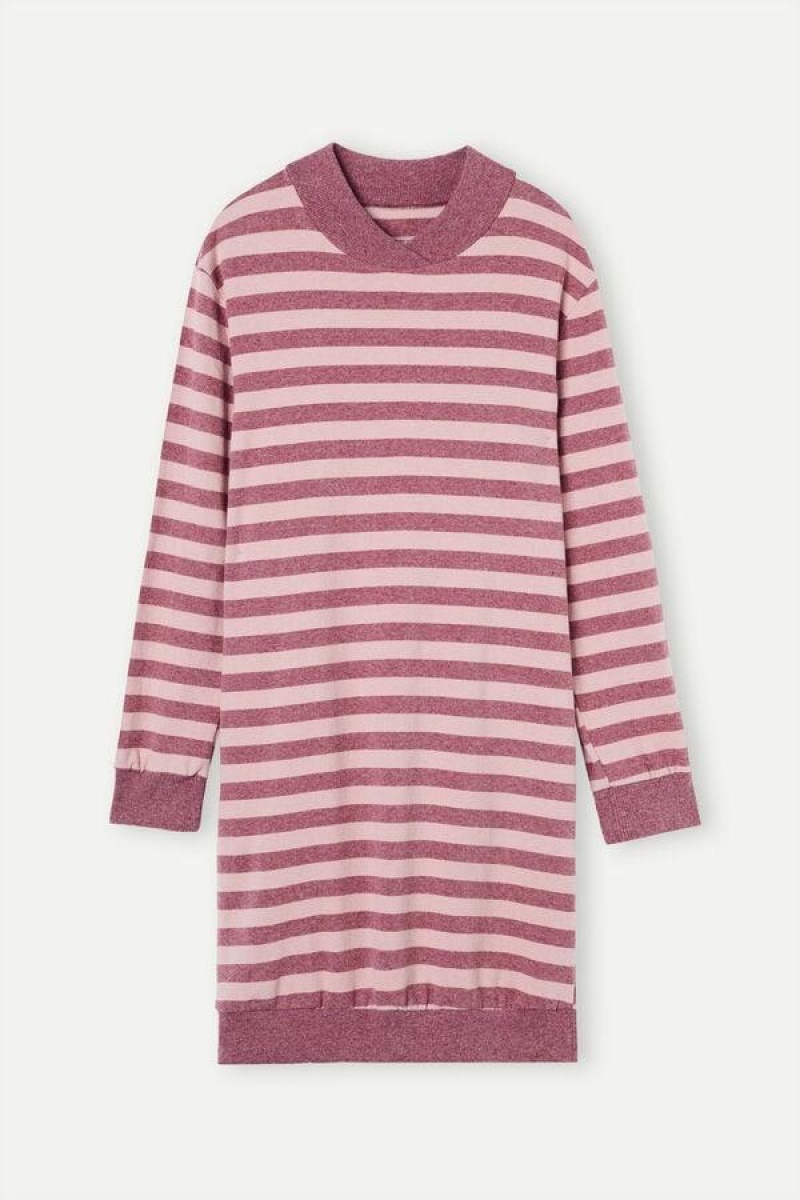 Intimissimi Vinter Candies Stribet Night Shirt Pyjamas Dame Lyserød Mørkelyserød Striber | DK3837NB