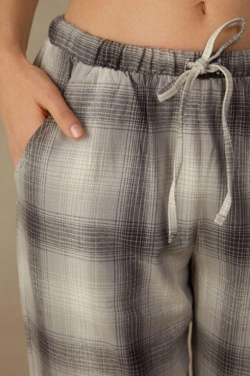 Intimissimi Warm Cuddles Pants in Brushed Cloth Pyjamas Dame Grå Hvide | DK3991QZ