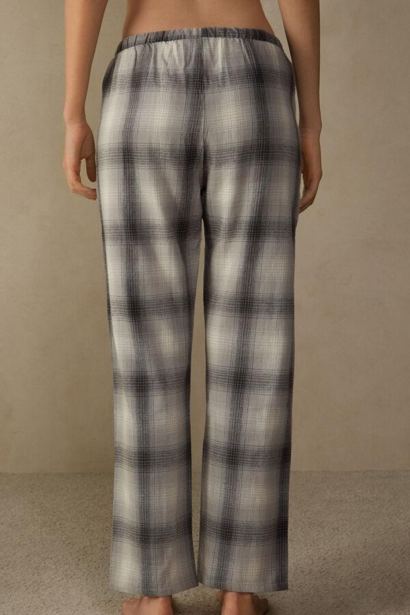 Intimissimi Warm Cuddles Pants in Brushed Cloth Pyjamas Dame Grå Hvide | DK3991QZ