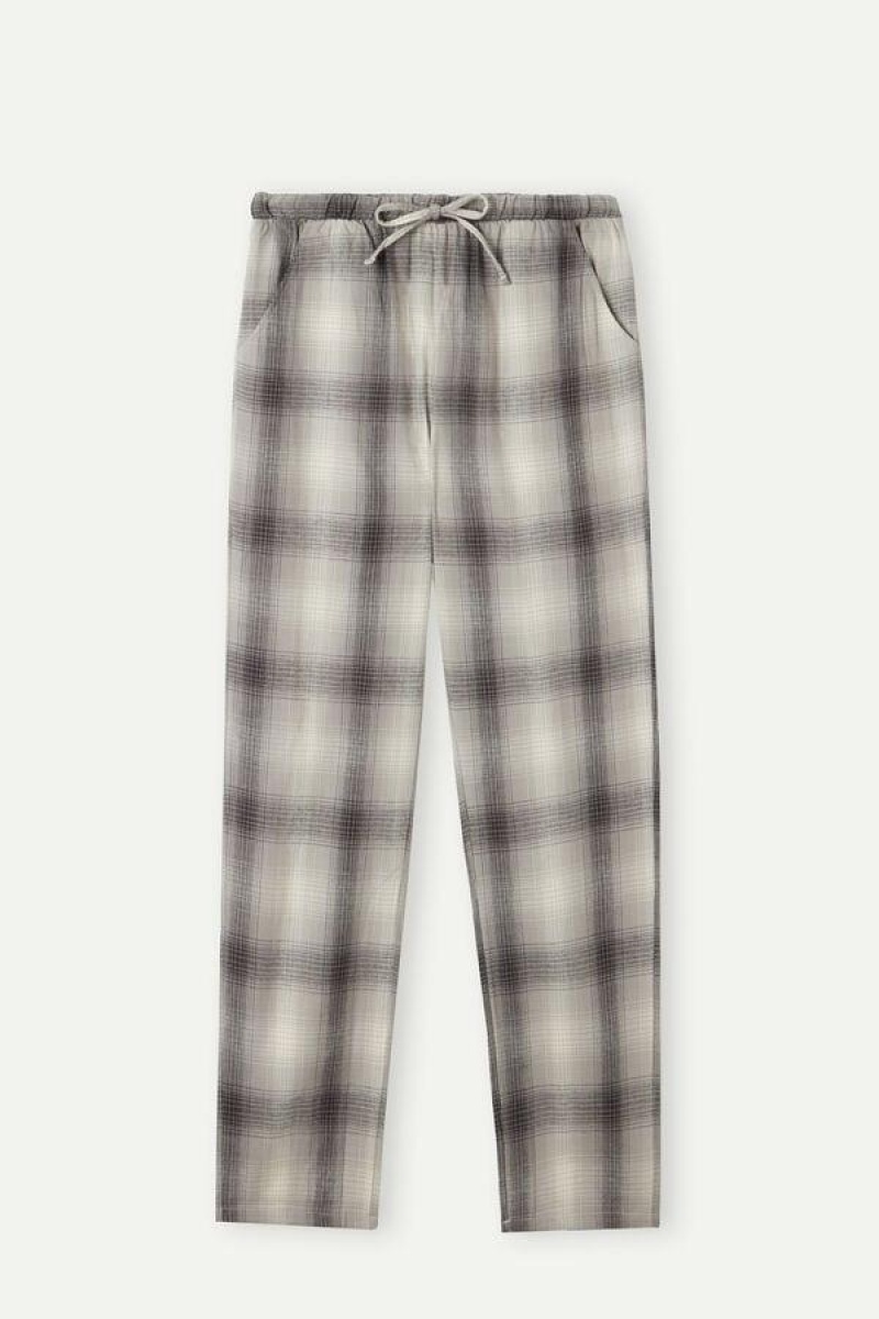 Intimissimi Warm Cuddles Pants in Brushed Cloth Pyjamas Dame Grå Hvide | DK3991QZ