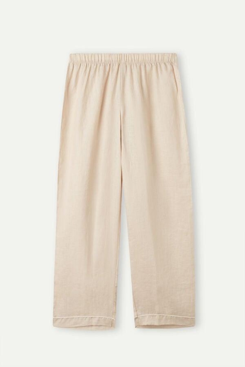 Intimissimi Yacht Night Linen Pants Pyjamas Dame Beige | DK4030FM