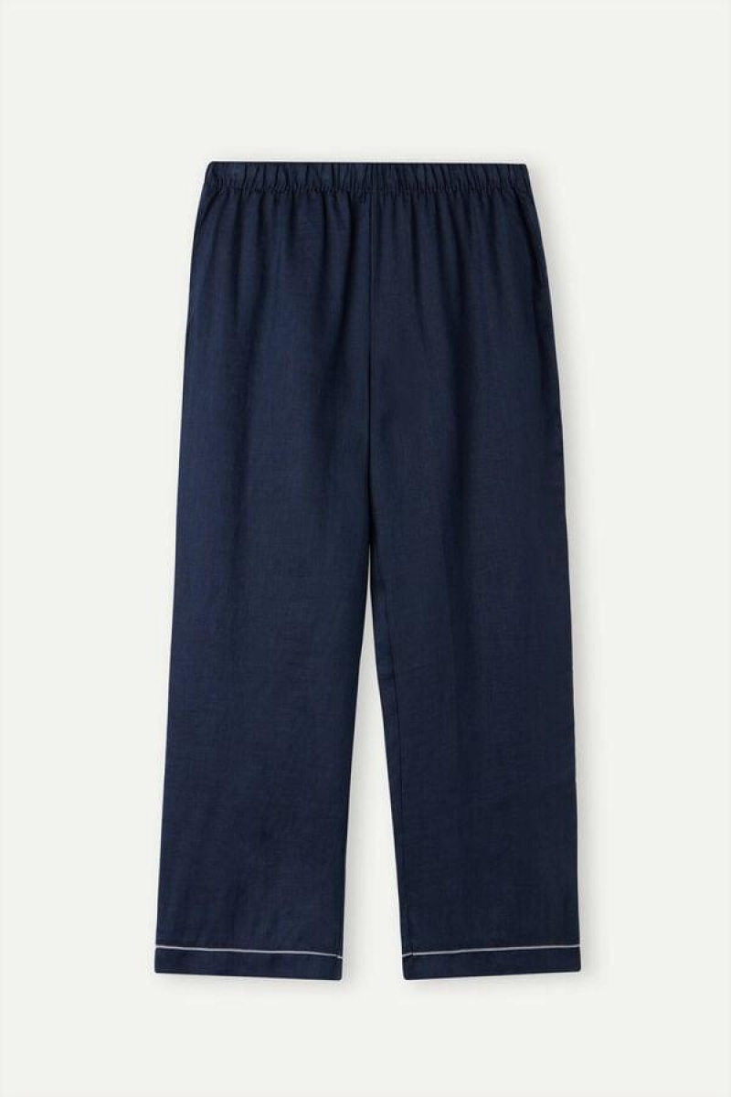 Intimissimi Yacht Night Linen Pants Pyjamas Dame Blå | DK4029GL