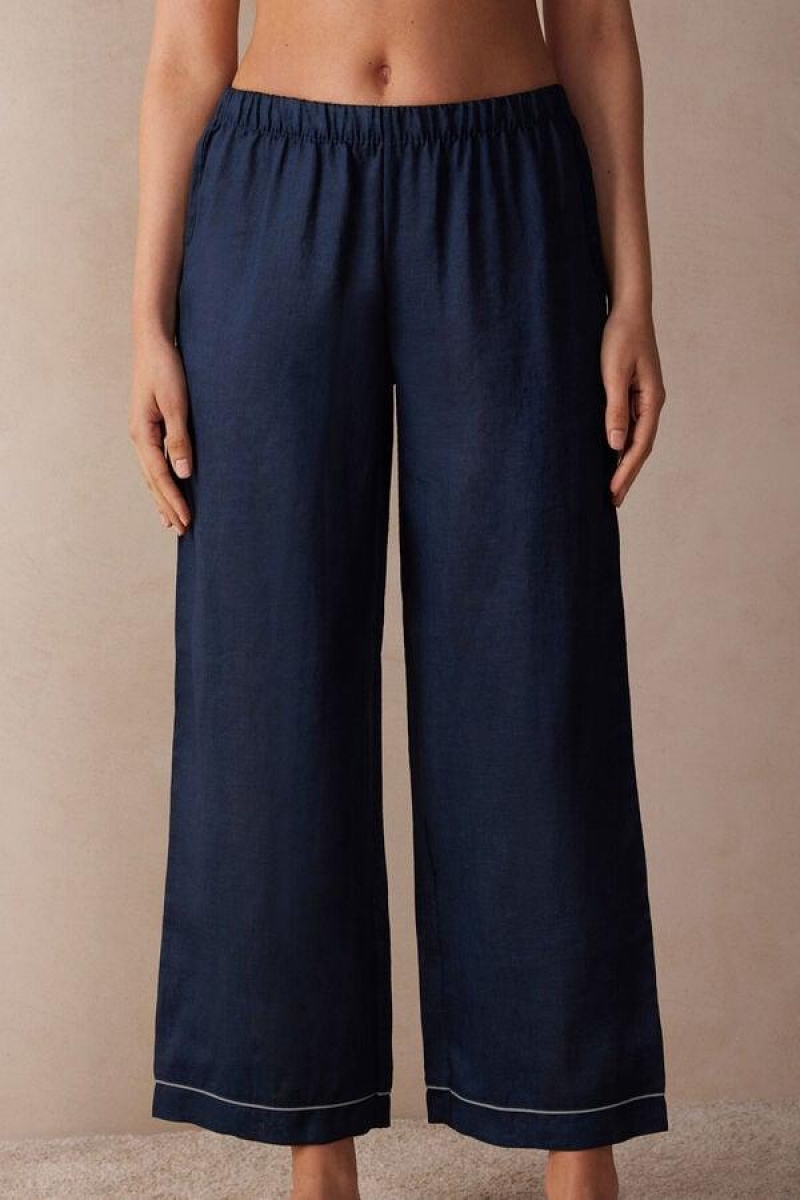 Intimissimi Yacht Night Linen Pants Pyjamas Dame Blå | DK4029GL