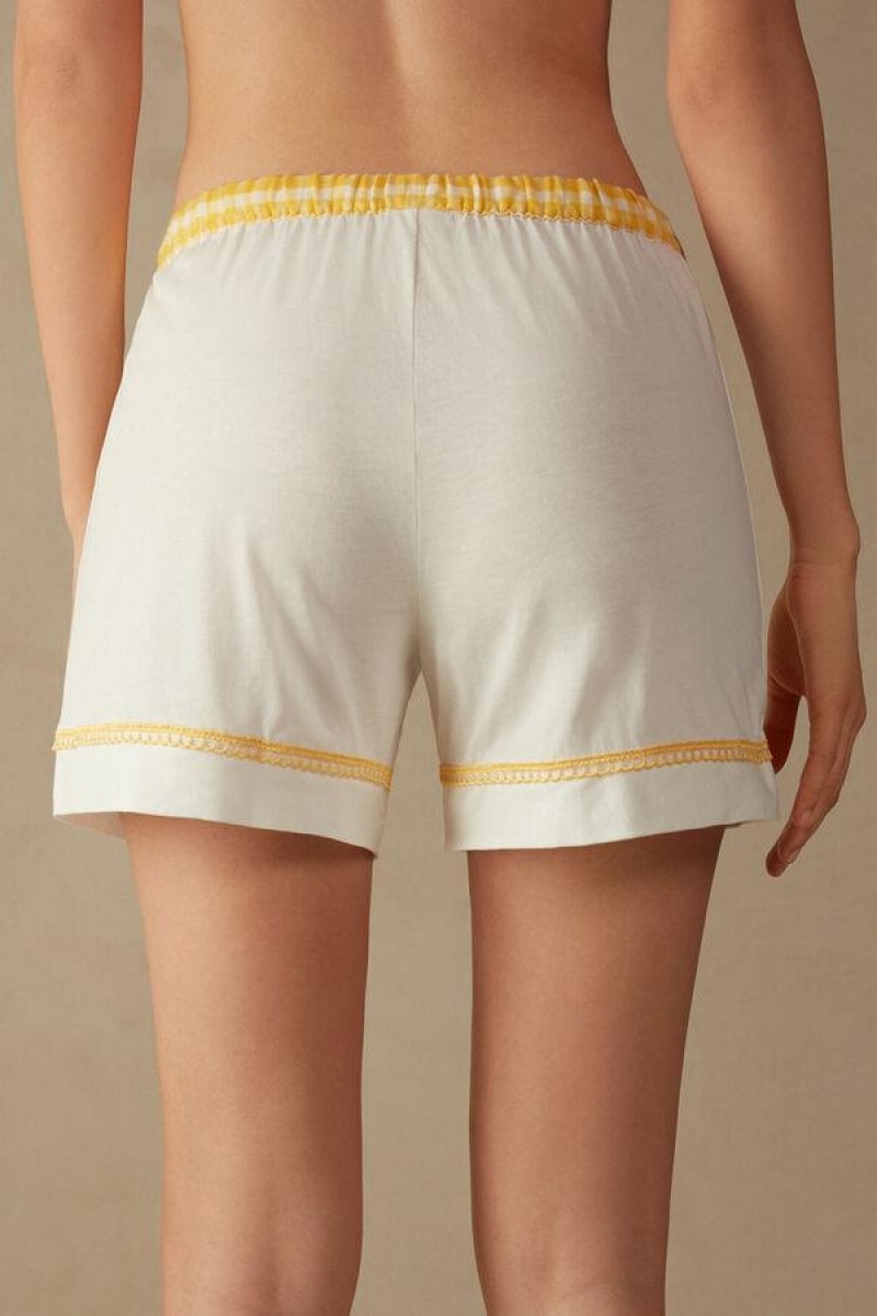 Intimissimi Yellow Submarine Shorts in Supima® Ultrafresh Bomulds Pyjamas Dame Hvide | DK4068QZ