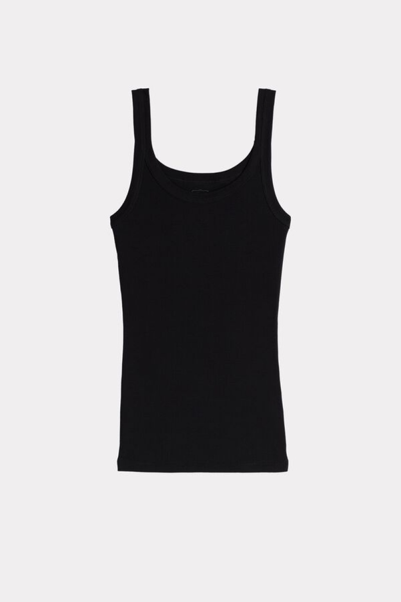 Intimissimi in Supima® Bomulds Tank Top Dame Sort | DK4373IS